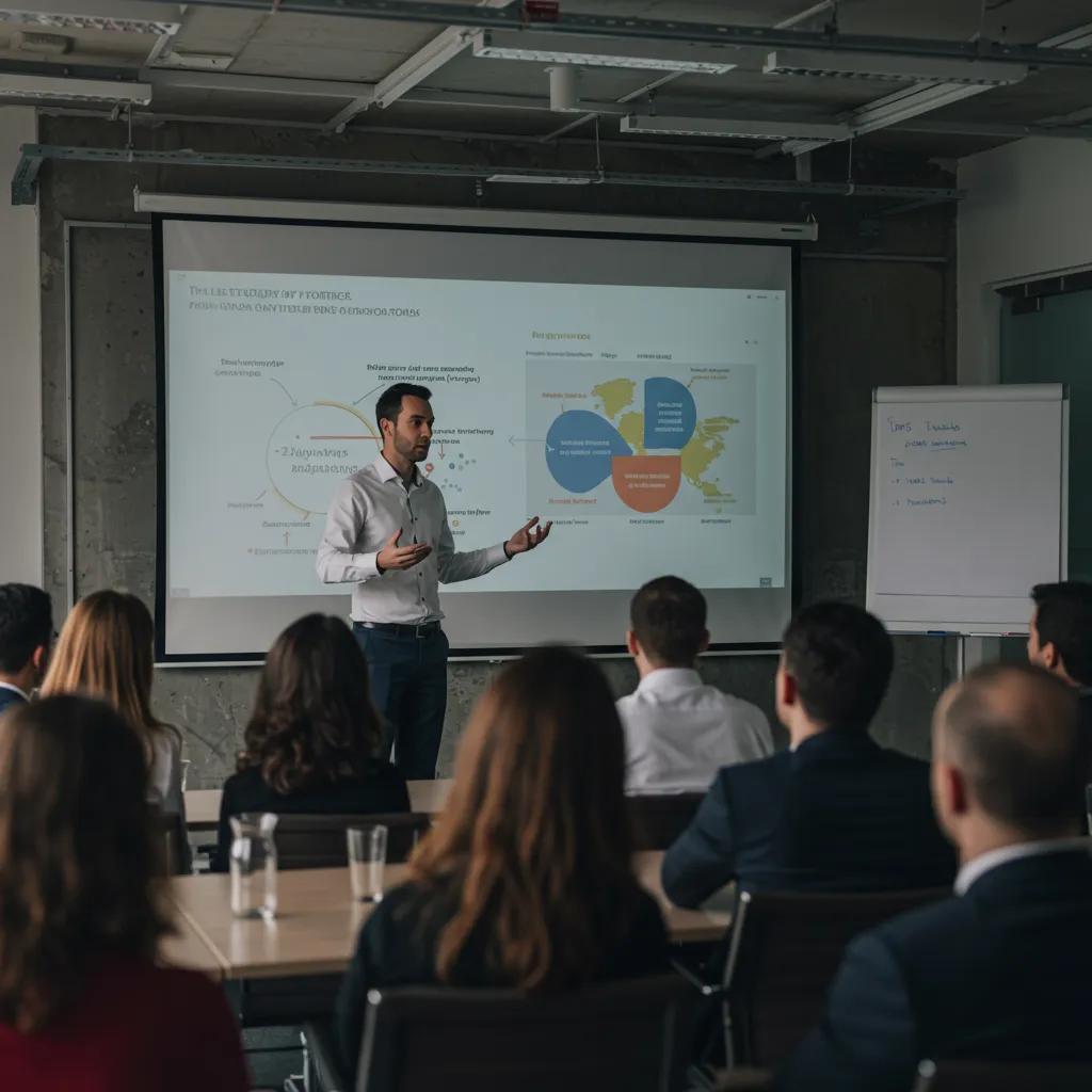 Business presentation showcasing effective corporate storytelling to engage an audience